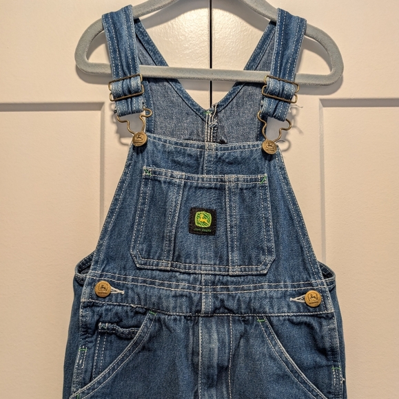JOHN DEERE kids blue denim bib overalls size 5 - Picture 2 of 8